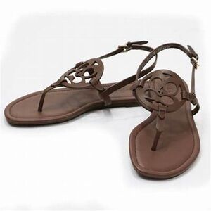 Coach Brown Leather Logo Thong Sandals